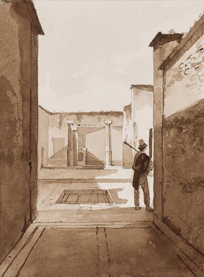 Courtyard at Pompeii, with additions by Princess Maria Annunziata di Borbone by Achille Vianelli